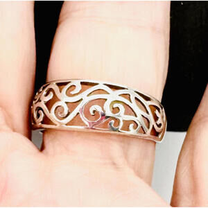 Sterling silver scrolling  filigree ring sz 7